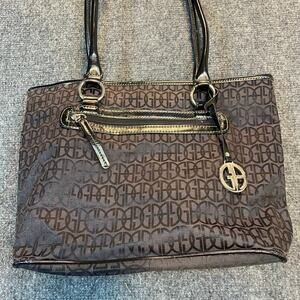 Giani Bernini Black Logo Large Tote Pocketbook Purse Handbag Bag